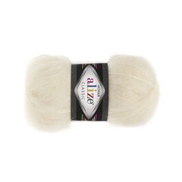 Пряжа Alize Mohair Classic New 01 кремовый