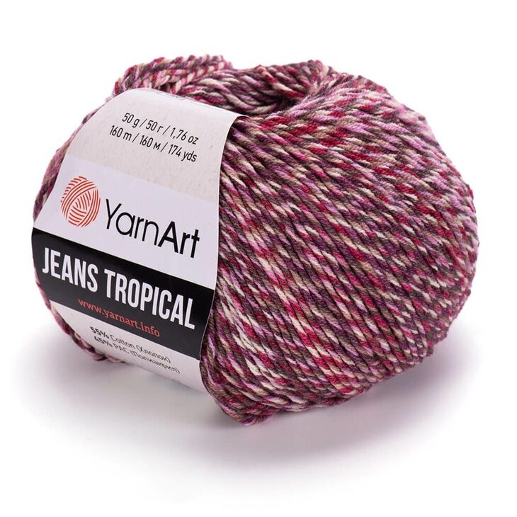 Пряжа YarnArt Jeans Tropical 619 бордо меланж